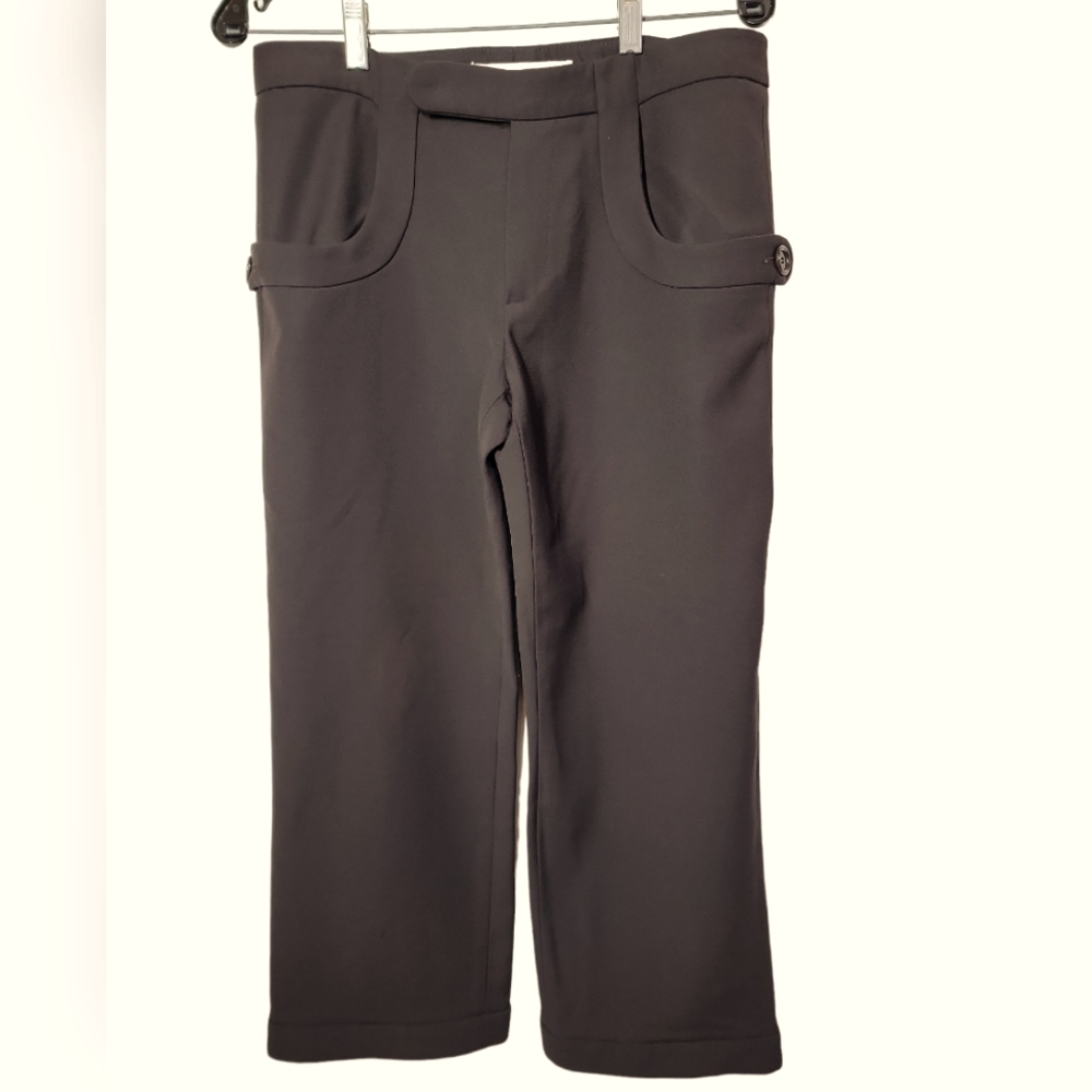 Marni Virgin Wool Chocolate Cropped Button Trim Crop Pants Trousers 42 6